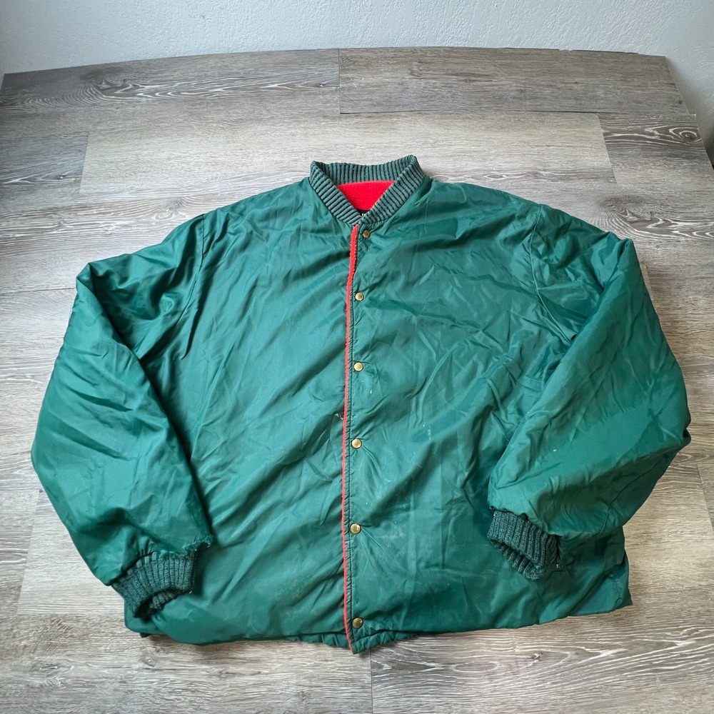 Puritan Sportswear Bomber Jacket Mens XL Green Coldfront V Sherpa Lined Vintage